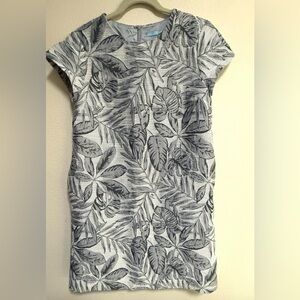 J. McLaughlin Gray Leaf Metallic Print Dress Party Ready,side pockets